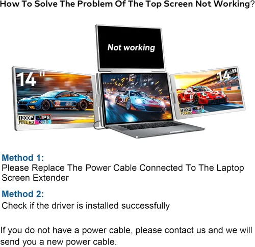 Miniatura 9 de Extensor de pantalla para portátil de 14 pulgadas, extensor de monitor FHD 1080P IPS, solo 1 cable para monitor cuádruple de 3 pantallas, extensor