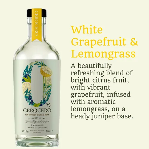 Miniatura 4 de CeroCero - Ginebra sin alcohol de pomelo blanco y hierba limón, licores sin alcohol de primera calidad, brillantes y vibrantes, halal, bajo