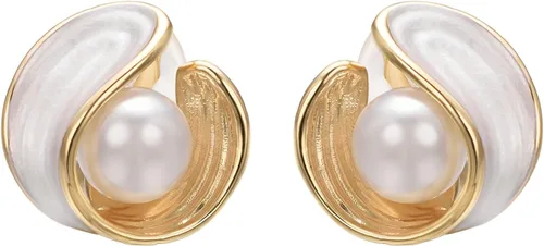 Miniatura 9 de Yoursfs Aretes de clip de perlas blancas grandes para mujer, chapados en oro de 18 quilates, hipoalergénicos, sin perforaciones, joyería brillante