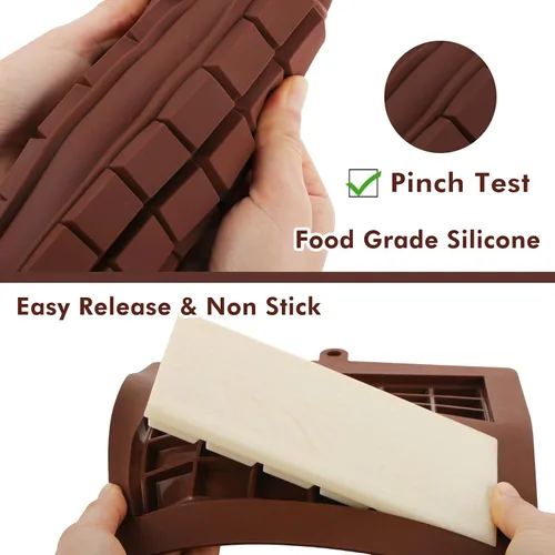 Miniatura 7 de Webake Molde de barra de chocolate de silicona, moldes de barra de caramelo de 4 onzas, paquete de 2 unidades para barras energéticas de proteínas