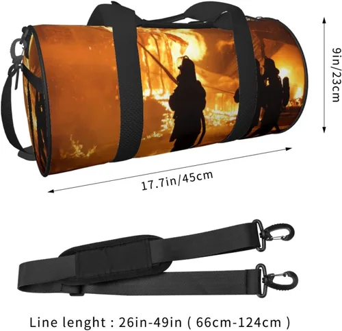Miniatura 2 de Bolsa de viaje con cordones de fútbol americano, bolsa de viaje para el gimnasio, para hombres y mujeres, Bombero bombero llama, talla única