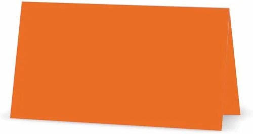 Miniatura 3 de Tarjetas de lugar naranjas, plana o tienda de campaña, paquete de 10 o 50 unidades, parte delantera blanca en blanco con borde, tabla de colocación