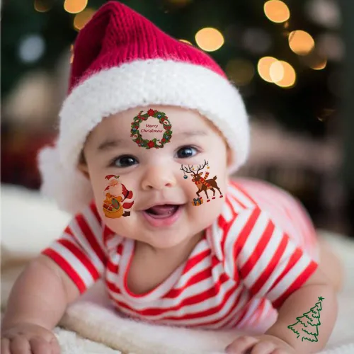 Miniatura 4 de Tatuajes temporales de Navidad para niños, 6 hojas grandes, tatuajes falsos de Navidad para niñas, niños, regalos de fiesta de Navidad, decoración