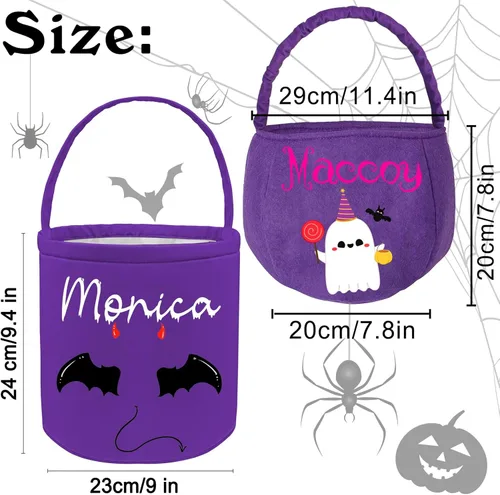 Miniatura 4 de Cubos personalizados de Halloween para pedir dulces o trucos, cesta de Halloween personalizada con nombre para niños, bolsas de Halloween