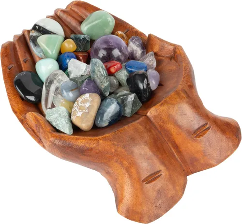 Miniatura 10 de Cuenco de manos talladas, soporte de cristal para piedras, soporte para colección de rocas, bandeja de almacenamiento de exhibición, cuenco de manos