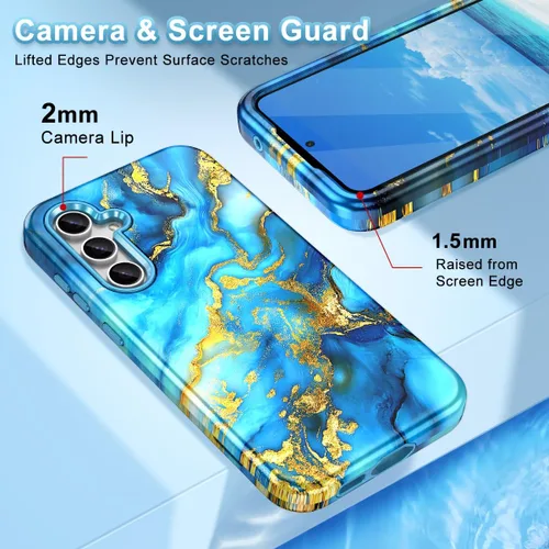 Miniatura 5 de Lamcase Funda para Galaxy S24 FE, resistente a prueba de golpes, híbrida de policarbonato duro, TPU suave, protección contra caídas de tres capas