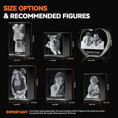 Miniatura 4 de Q&K Regalo de fotos de cristal 3D, foto 3D personalizada grabada en luces nocturnas de cristal, lámpara grabada personalizada para mascotas