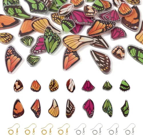 Miniatura 19 de Craftdady Colgantes de Resina de Alas de Mariposa y Alas de Hada - Lindos Colgantes Colgantes de Animales y Dijes de Hongos - Dijes Degradados