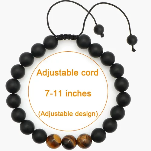 Miniatura 5 de JoycuFF Pulsera de ojo de tigre para hombre, regalo de aniversario, cumpleaños, día del padre, regalo de Navidad para novio, papá, hijo, esposo