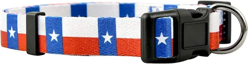 Native Pup Collar para perro con bandera del estado de Texas (Texas, M)