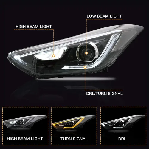 Miniatura 2 de VLAND Conjunto de faros delanteros para Hyundai Elantra 2012-2015 y Elantra Coupe 2013 2014 (no para híbrido) W/DRL, luz frontal LED con señal