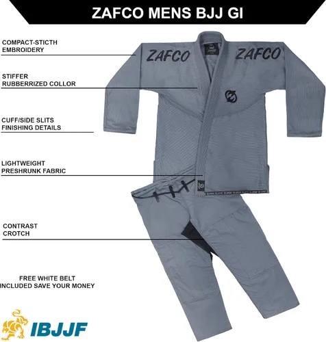 Miniatura 3 de Jiu Jitsu Gi brasileño BJJ Gi para hombres y mujeres Grappling gi Uniforme Kimonos ligero, preencogido, con cinturón blanco