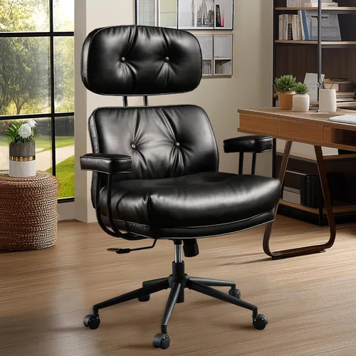Miniatura 8 de Mid Century Modren - Silla de oficina grande y alta, silla ejecutiva ergonómica grande para personas resistentes, silla de trabajo de escritorio