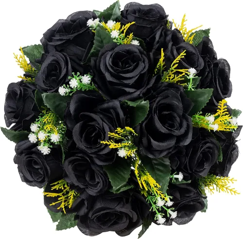 Miniatura 5 de Centros de mesa de flores para mesas de boda: decoraciones de mesa de Halloween, bolas de flores negras, centros de mesa para compromiso, ceremonia