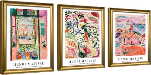 Miniatura 8 de Wieco Art Arte de Pared en Lienzo 3 Piezas Arte Abstracto de Henri Matisse Pósteres Coloridos de Matisse Impresiones en Lienzo para Decoración