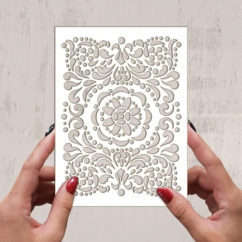 Miniatura 2 de Plantilla de plantilla decorativa con patrón de flores decorativas FLONZ de 6 x 8 pulgadas para pintura de pared, álbumes de recortes y decoración