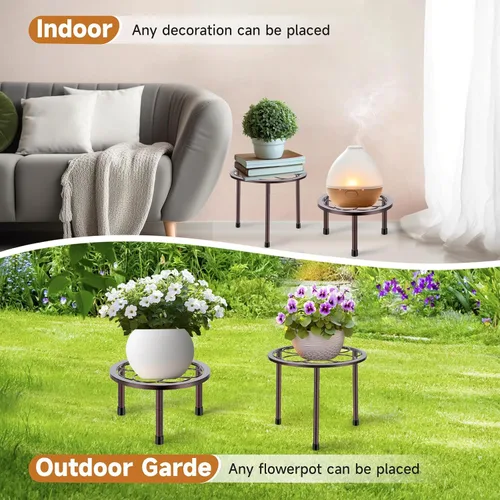 Miniatura 3 de Amaoot Paquete de 5 Soportes para Plantas de Metal, Soportes para Plantas de Hierro Antióxido para Interior y Exterior, Soportes para Macetas