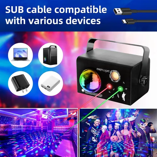 Miniatura 4 de Luces cuadradas para fiesta, 4 modos de luz de discoteca activada por sonido con control remoto y estroboscópico, luces de escenario de baile