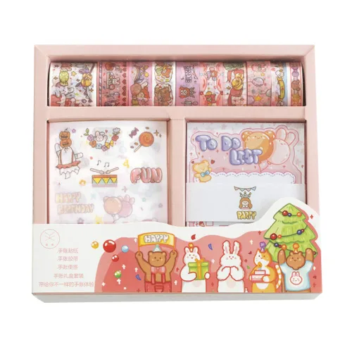 Miniatura 6 de Kawaii Washi - Juego de bloc de notas de cinta adhesiva para álbum de recortes