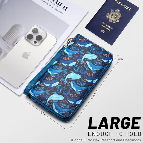 Miniatura 107 de Chelmon - Monedero para mujer de cuero genuino con bloqueo de señal RFID, para tarjetas de crédito