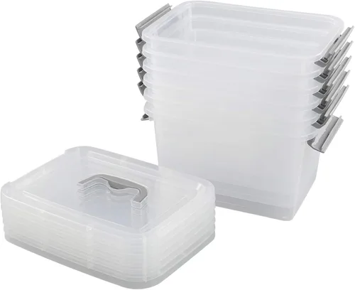 Miniatura 8 de Caja de almacenamiento de 5 cuartos de galón con tapa, 6 paquetes de contenedores pequeños de plástico con asas