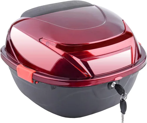 Miniatura 11 de Caja trasera universal de 42 litros para motocicleta con respaldo suave, funda rígida con accesorios de montaje, 15.7 x 14 x 11 pulgadas (color rojo)