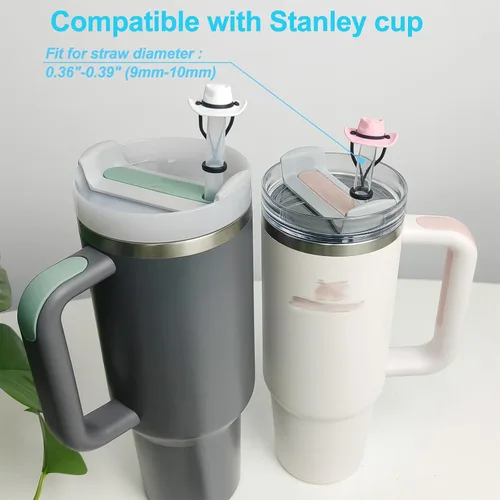 Miniatura 2 de HOMDSG Paquete de 4 cubiertas de pajita de sombrero de vaquero de silicona compatibles con la taza Stanley de 30 y 40 oz, lindo accesorio divertido