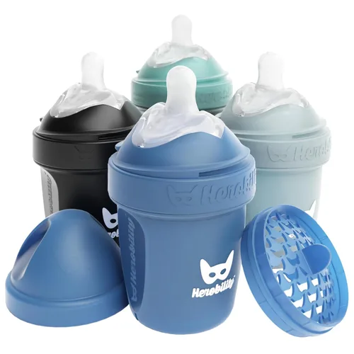 Miniatura 15 de Herobility - Biberones dobles anticólicos para bebé – 240 ml/8.5 fl oz – paquete de 3 – Melocotón A7) Melocotón
