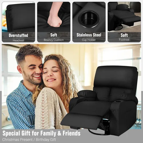 Miniatura 6 de LEVELEVE Silla reclinable mecedora, silla reclinable de masaje con masaje por vibración y calor, sillas reclinables giratorias de 360°, sala