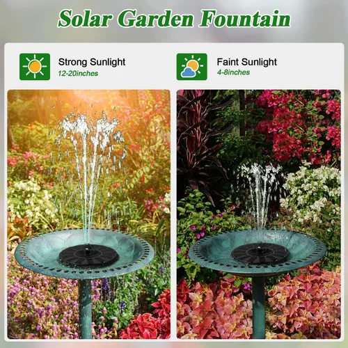 Miniatura 5 de Fuente solar 100% cubierta de vidrio, fuente de agua de colibrí alimentada por energía solar, bomba de fuente de baño para pájaros al aire libre