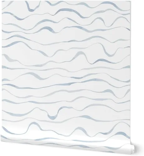 Papel tapiz autoadhesivo de 3 x 2 pies – Papel tapiz extraíble personalizado con ondas de acuarela azul claro y gris Spoonflower
