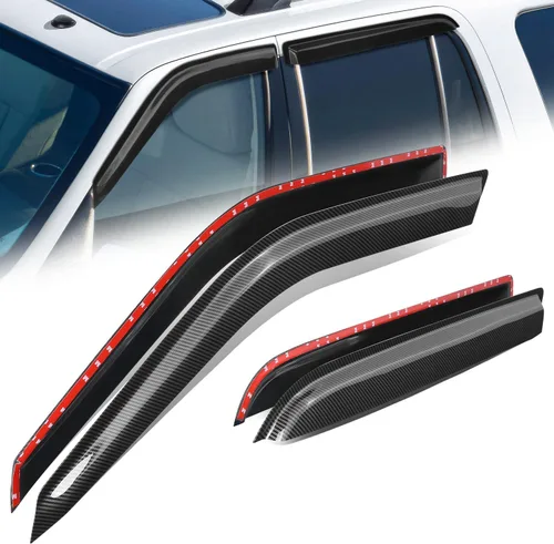 Miniatura 31 de Auto Dynasty 4 piezas viseras de ventana con patrón de fibra de carbono compatibles con Chrysler PT Cruiser 2001-2010, deflectores de ventana