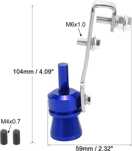 Miniatura 3 de X AUTOHAUX 2 unids M tamaño aleación de aluminio universal Turbo sonido escape silenciador tubo silbato coche rugido fabricante azul