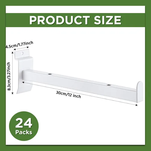 Miniatura 3 de Zonon 24 piezas de soporte de estante de pared de 12 pulgadas, estantes de pared de listones resistentes, ganchos de exhibición, accesorios
