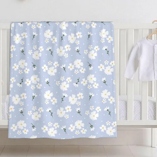 Manta de bebé con flores de margaritas moradas para primavera para niño o niña, recién nacido, 30x40 pulgadas, mantas para cochecito, cuna, para
