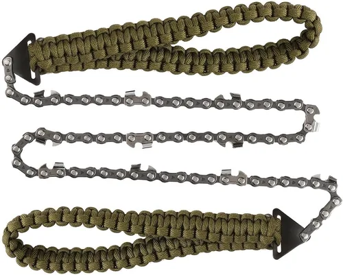 Miniatura 5 de Sierra de bolsillo con mango de paracord de 36 pulgadas, sierra de mano de cadena larga de 16 dientes, corte rápido de madera y árboles