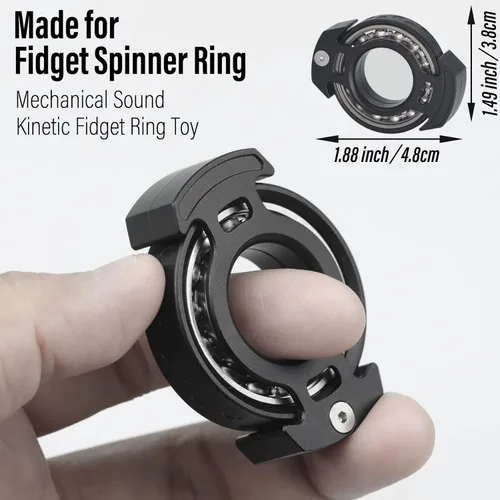 Miniatura 2 de FREELOVE Metal Ring Fidget Toys for Men Adults, Aluminum Alloy, Chain Bike Sound Anxiety Ring, Nuclear Reactor Design with 6804 Ball Bearing Finger