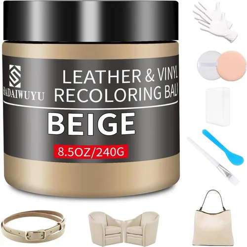Bálsamo restaurador de color para cuero, 8.5 onzas, kit reparador para muebles e interiores de autos, pintura para cuero ideal para arañazos, cuero