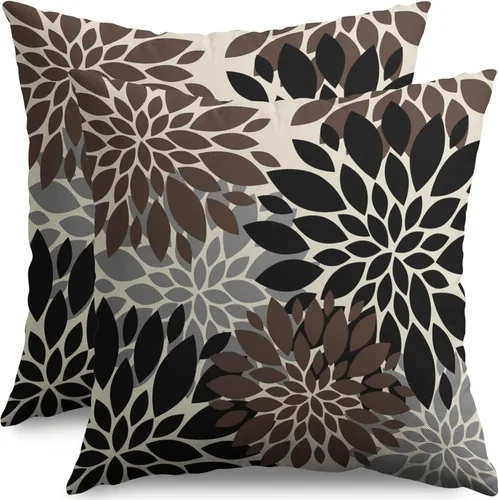 Miniatura 21 de Fundas de Almohada Azul Aguamarina 16X16 Pulgadas Juego de 2, Flores de Dalia Primavera Verano Floral Crema Fundas de Almohada Decorativas