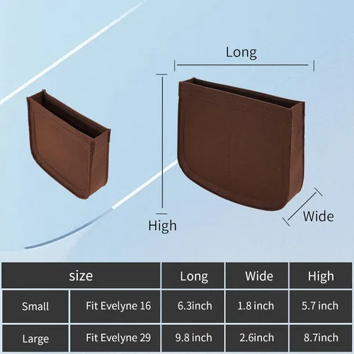 Miniatura 2 de LOUKAYCCI Organizador de fieltro para bolsa H Evelyne 16, inserto de fieltro prémium para bolso (E16, marrón)