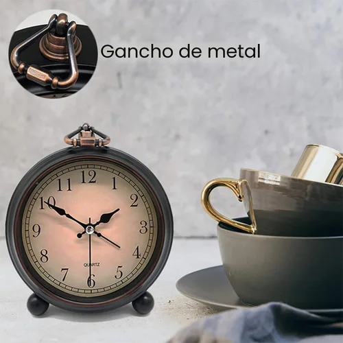 Miniatura 3 de TooTa Reloj despertador analógico retro vintage, reloj pequeño súper silencioso de 4 pulgadas sin tictac con luz nocturna, funciona