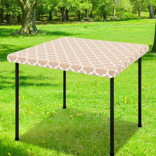 Miniatura 27 de Smiry Mantel cuadrado para mesa de pícnic, manteles de camping impermeables elásticos ajustables, protector de mantel de vinilo con respaldo de Gris