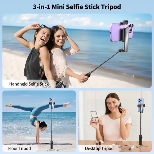 Miniatura 2 de yAyusi Mini trípode extensible para selfie stick con control remoto, trípode portátil de tamaño de bolsillo para iPhone, pequeño y compacto