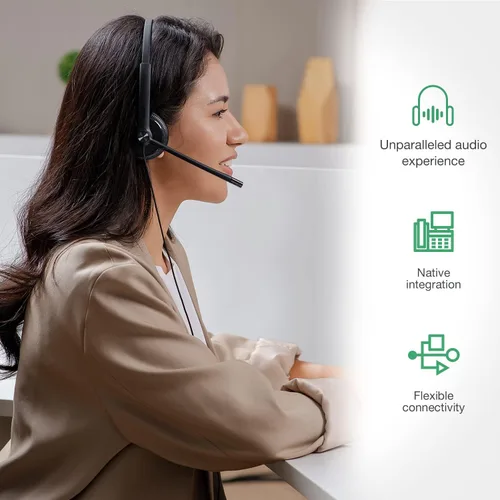 Miniatura 7 de Auriculares de teléfono Yealink para teléfonos de oficina YHS34 Lite QD a RJ9 con cable compatible con Poly Snom Grandstream Teléfonos
