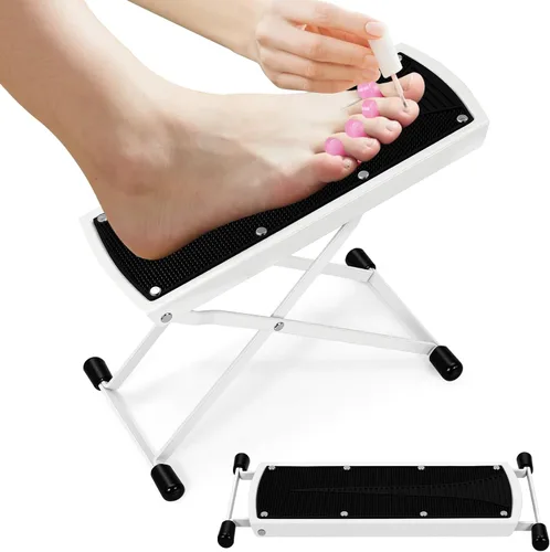 Miniatura 10 de Reposapiés para pedicura, taburete con 6 alturas ajustables, soporte plegable de metal antideslizante para uso doméstico y de salón, estación
