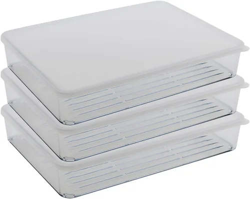 Miniatura 6 de Silicook Caja Plana de Plástico Transparente para Organización de Cocina, Refrigerador y Congelador, Contenedor de Almacenamiento de Alimentos