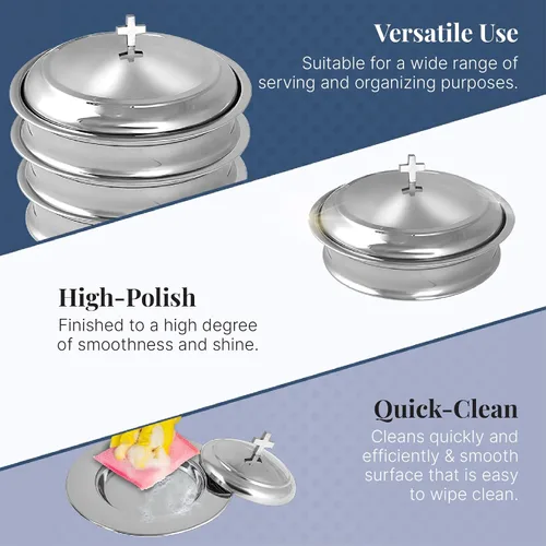 Miniatura 8 de Communion Ware - Juego de iglesia apilables, 2 bandejas de comunión con tapa y 2 platos de pan con tapa, 80 tazas incluidas, ideal para iglesias