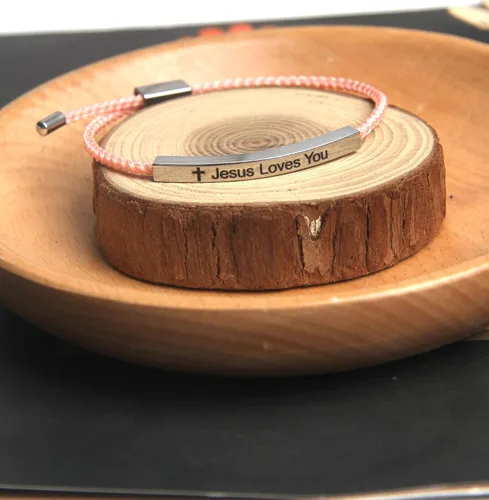 Miniatura 3 de LIU JUN WWJD - Pulseras de tubo para mujer, con texto en inglés "What Would Jesus Do", ajustable, trenzadas a mano, de acero inoxidable para mi