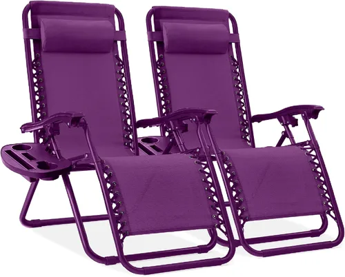 Miniatura 43 de Best Choice Products - Juego de 2 sillas reclinables y ajustables de malla y acero, sillas con sensación gravedad cero con cojines y bandejas