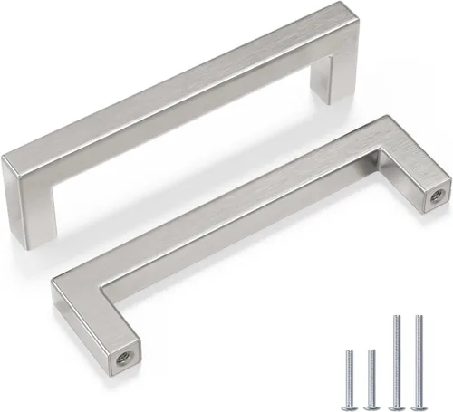 Miniatura 14 de Goldenwarm 1 paquete de manija cuadrada negra para cajones de gabinete de barra, de acero inoxidable, herrajes modernos para gabinetes de cocina